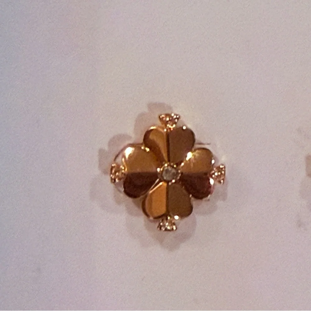 Kate Spade Legacy Logo Stud Gold Floral Earrings NWT